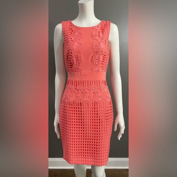 ANTONIO MELANI Dresses & Skirts - NWT ANTONIO MELANI Coral Textured Midi Sheath Dress Size 2